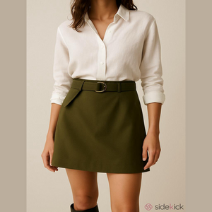 NWT size 14 Ann Taylor green cargo belted skirt